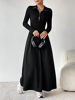 LXXWMxBH long sleeve dresses for women 2024 Zipper Front A